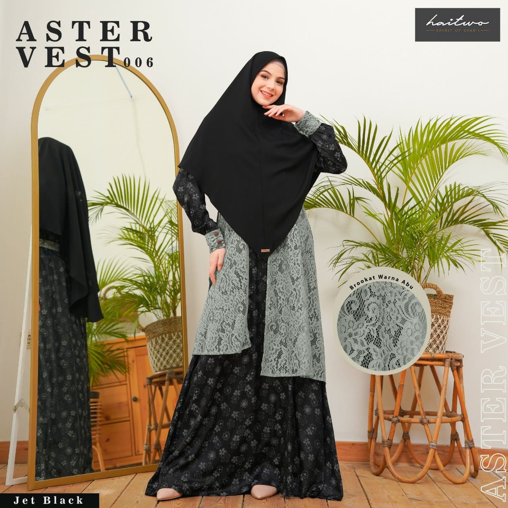 Haitwo Aster Vest 006 Set Gamis dan Hijab Syari Gamis Kondangan Dress Formal Wanita Muslimah