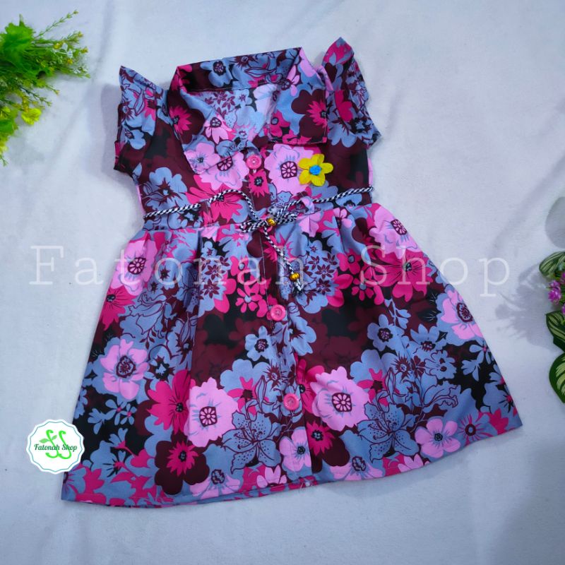 Dress Anak 1 2 2,5 tahun Gaun baju rok anak cewek perempuan  motif bunga ( dress Baby Flow )