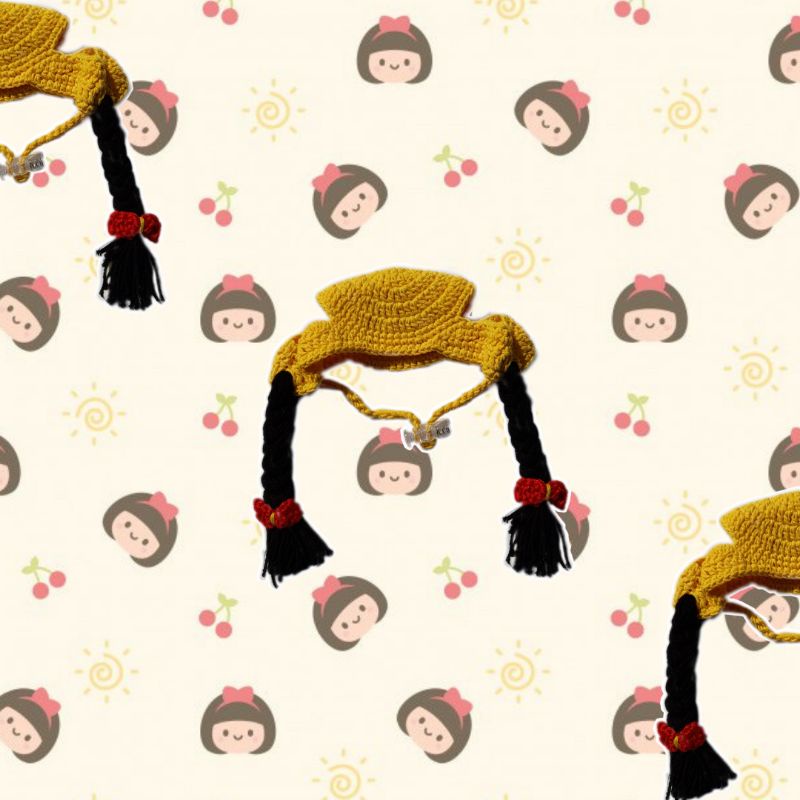 Hair Braid Hat for Cat (Crochet Hat)