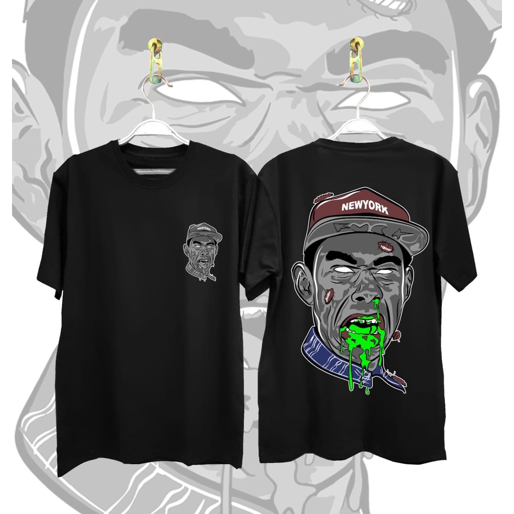 Kaos Tshirt Pria Terbaru Samurai New York Wajah Hitam Distro Lengan Pendek Motif Sablon Bergambar Ke