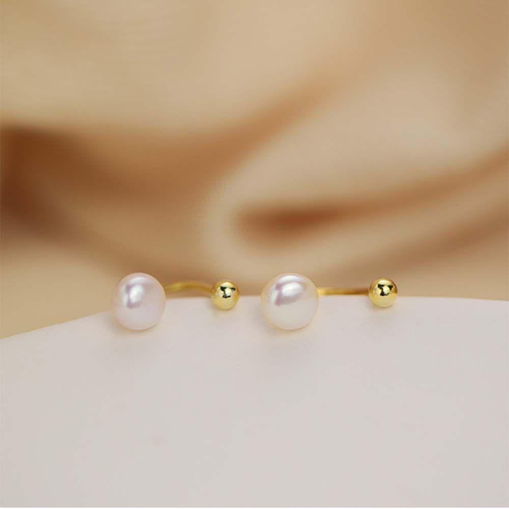 Mxbeauty Anting Mutiara Wanita Geometri Sederhana Anting Gantung Belakang Anting Pejantan Emas Anting Perak Anting Perempuan