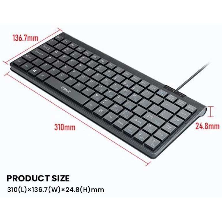 Robot RK10 Mini USB Wired Keyboard Ultra Thin