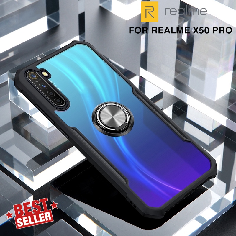 Case Realme X50 PRO Ring Standing BLADE Transparan CLEAR Casing Armor