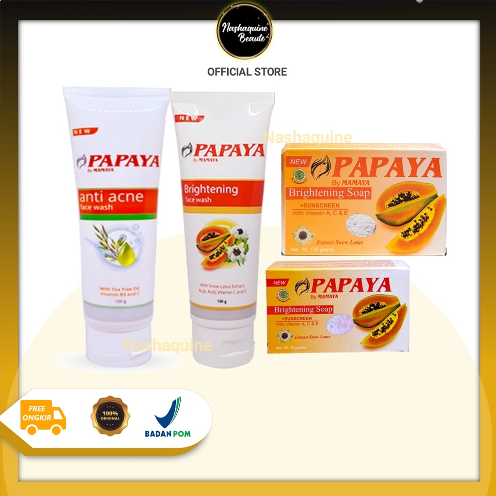 PAPAYA MAMAYA Face Wash Brightening Acne 100gr - Brightening Soap 70gr 135gr