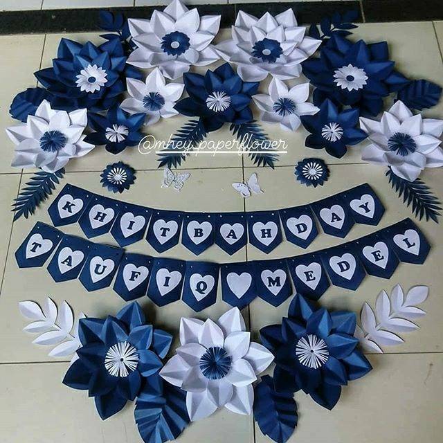 Bisa Reques warna - PAPER FLOWER TERLARIS  PAKET DEKORASI LAMARAN RUSTIC / HIASAN DINDING MURAH / BA