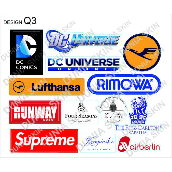 Stiker Koper Rimowa Travel Label Design Q3 DC COMIC LUTHANSA RIMOWA SUPREME AIRBERLIN RITZ CARLTON