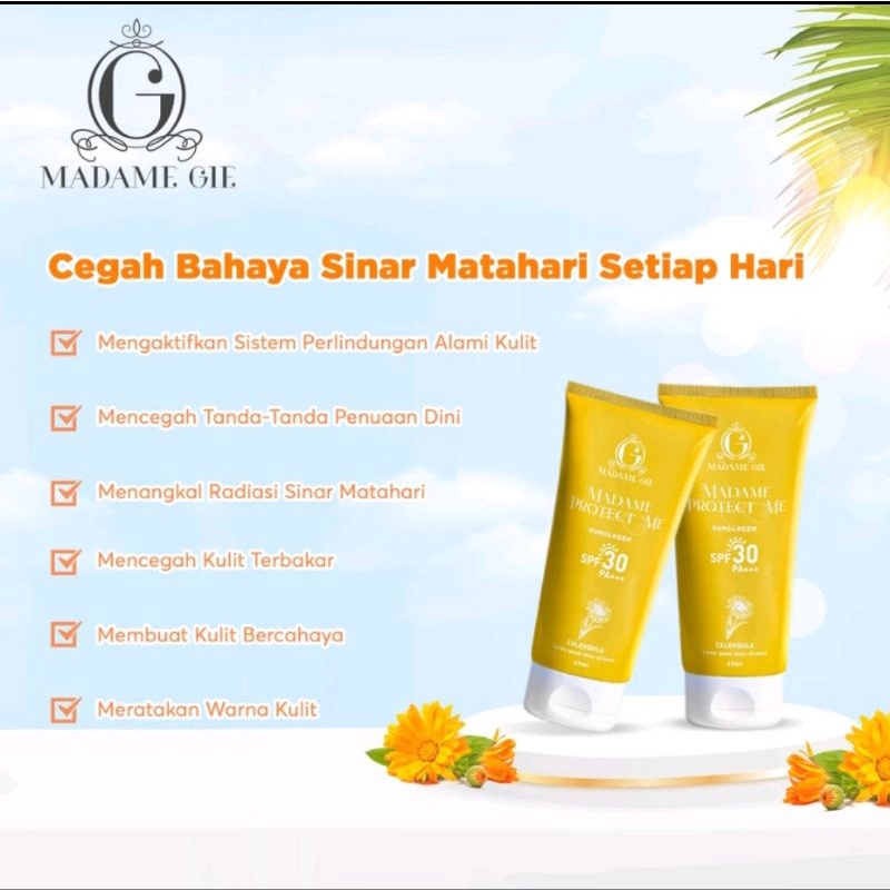 MADAME GIE Madame Protect Me Sunscreen SPF 30 PA+++ Calendula 60ml | SPF 50 PA+++ | Lets Glow Tinted Sunscreen