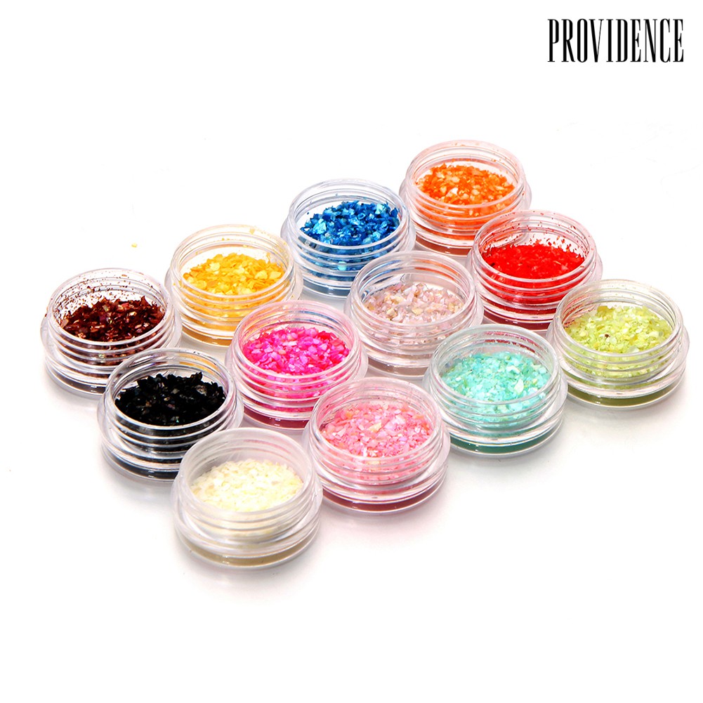 Providence 12Colors/1 Set Shiny Shell Granules Nail Art Decor DIY Decoration Manicure Tools