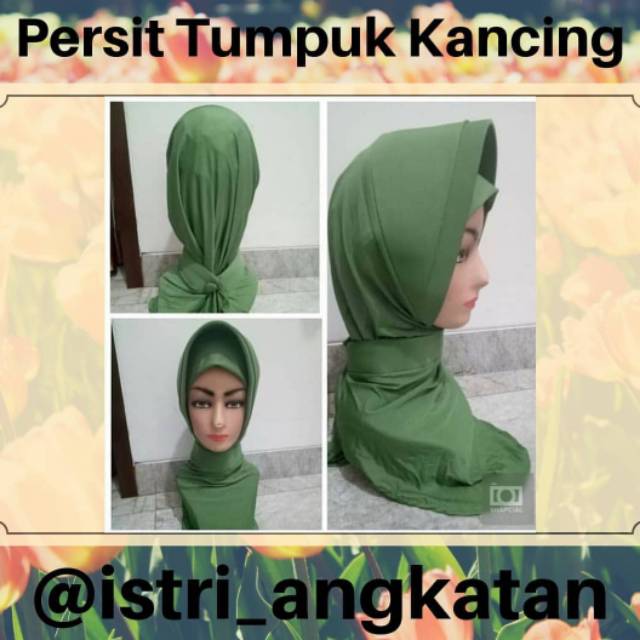 Jilbab Persit Tumpuk Kancing