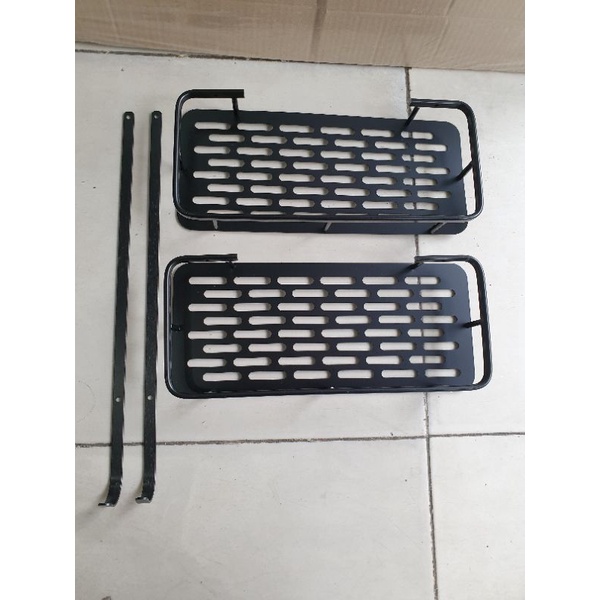 rak sabun / shampo 2 susun aluminium hitam / silver