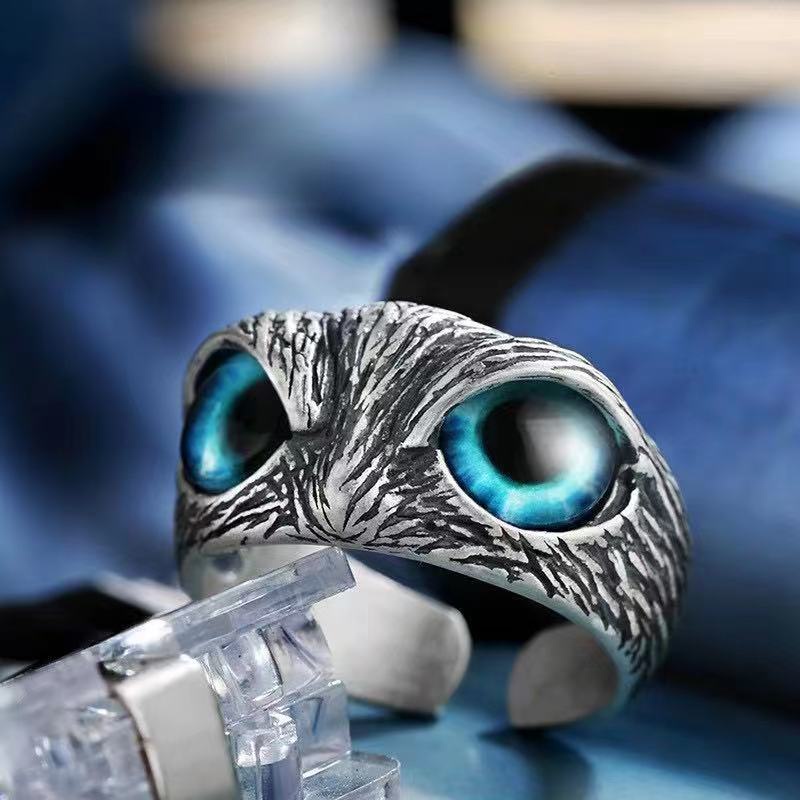 Cincin Desain Burung Hantu Gaya Retro Untuk Pria Dan Wanita