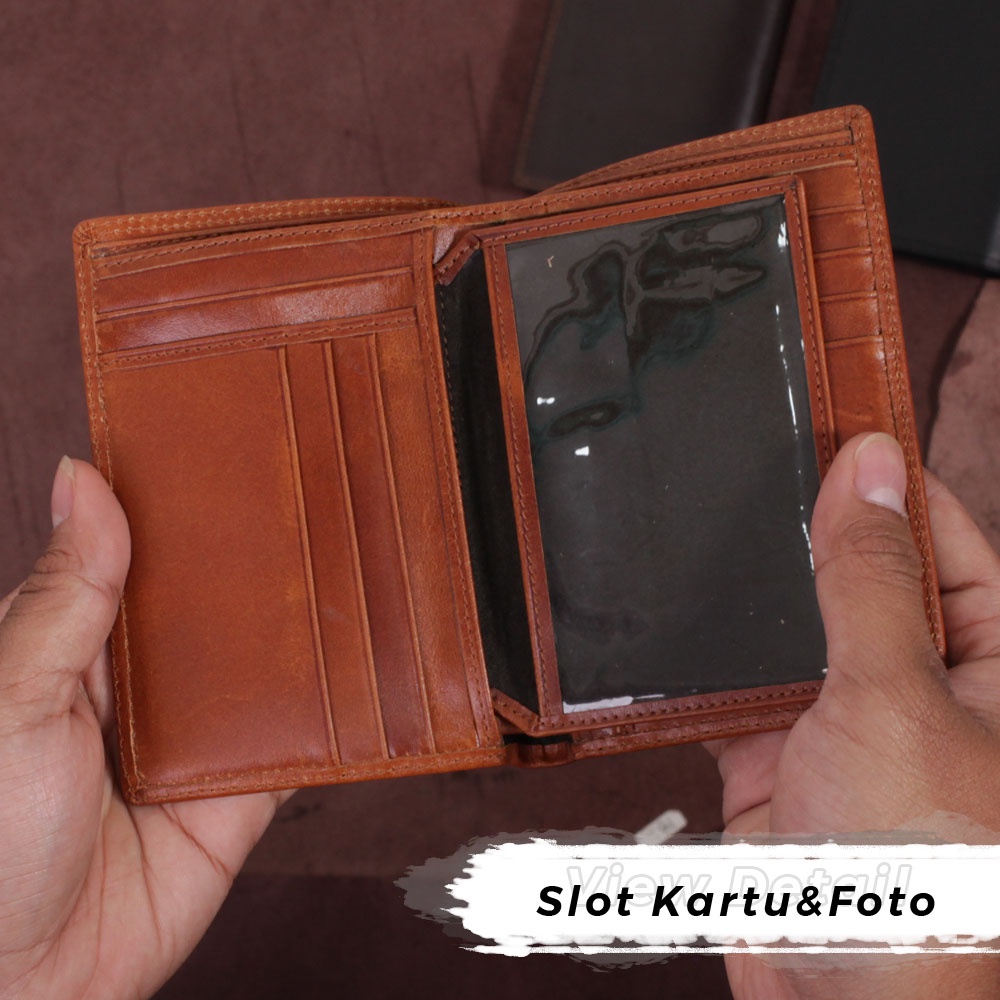 Dompet Kulit Pria Dompet Kartu Pria Lipat Kulit Sapi Asli Kualitas Premium Original 16 Slot D003Q GARANSI ORIGINAL