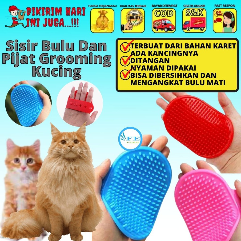 Sisir Bulu Kucing Dan Pijat Grooming Sikat Bulu Kucing Sikat Bulu Anjing FEFARM