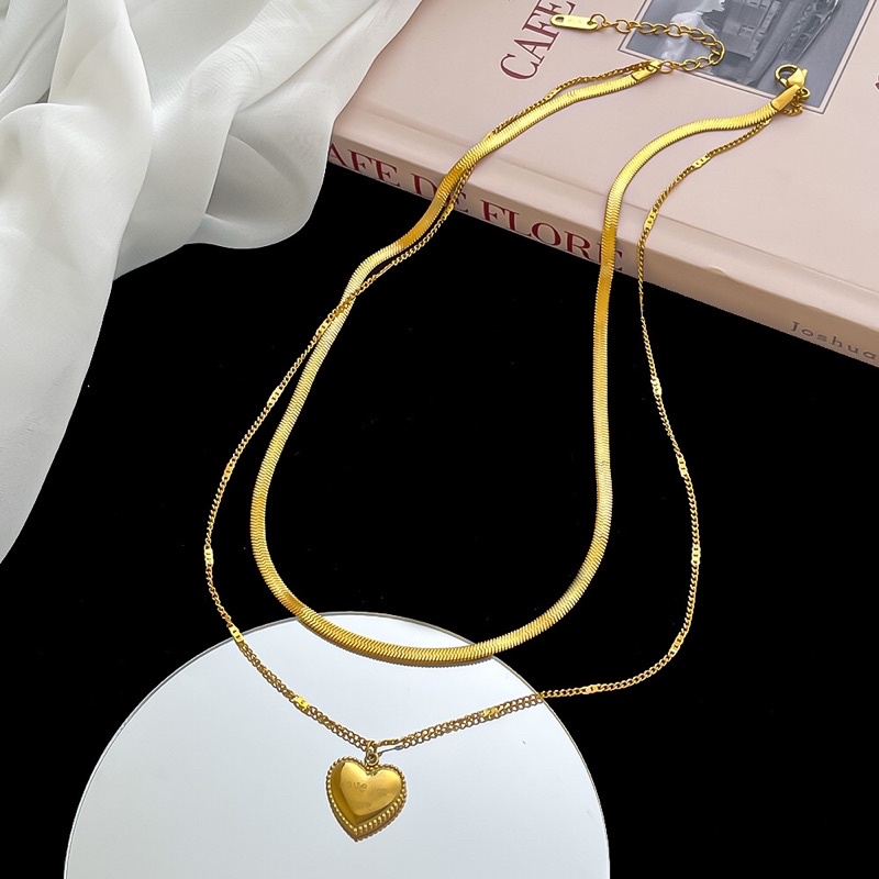 Kalung Titanium Love 2 Layer Premium Trending Korea Fashion Style