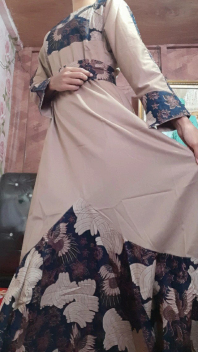 Baju Batik Couple Gamis Muslim Gaun Pakaian Wanita Gaun Perempuan Fashion Cewek Cewe Pekalongan A3