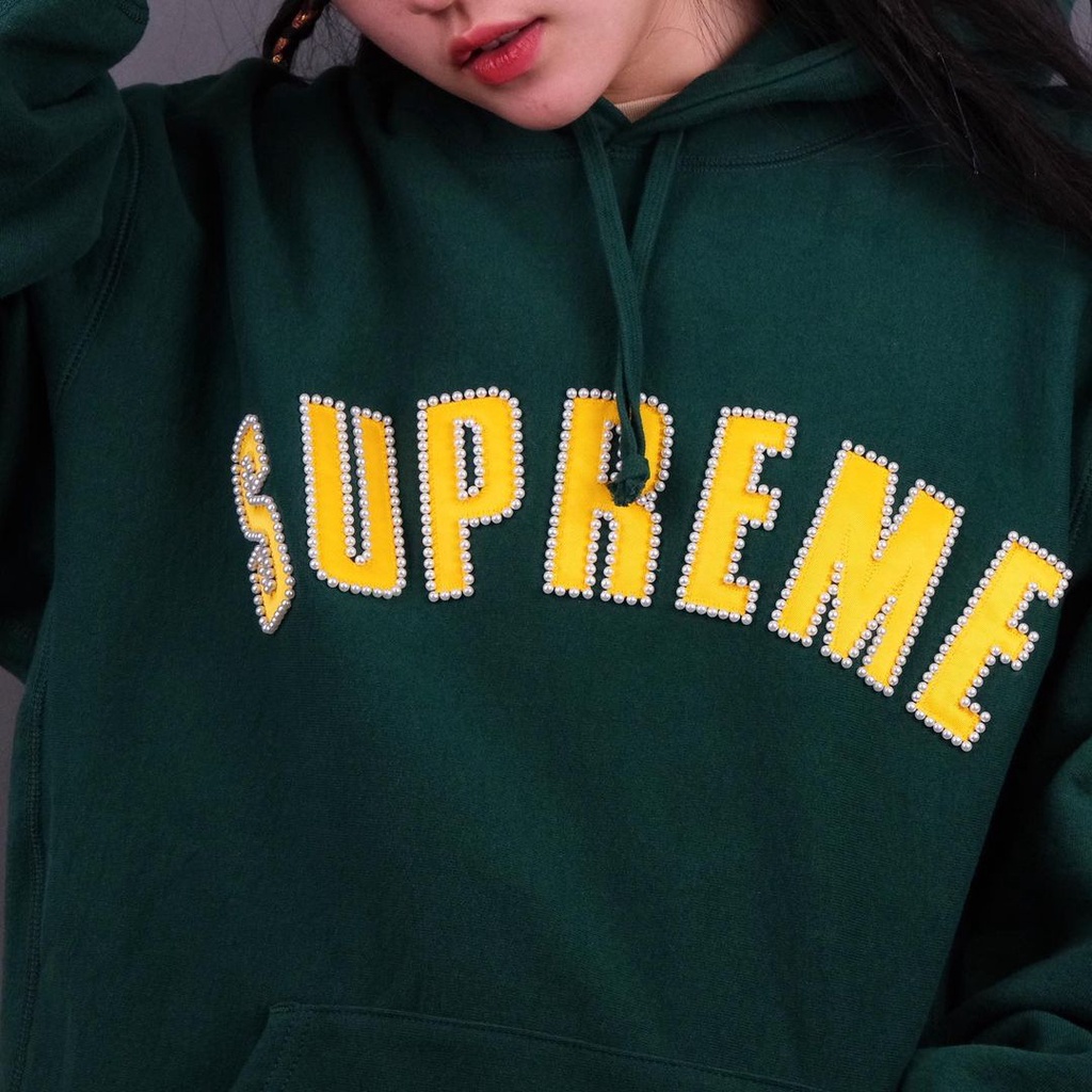 Supreme Pearl Logo Hoodie Dark Green