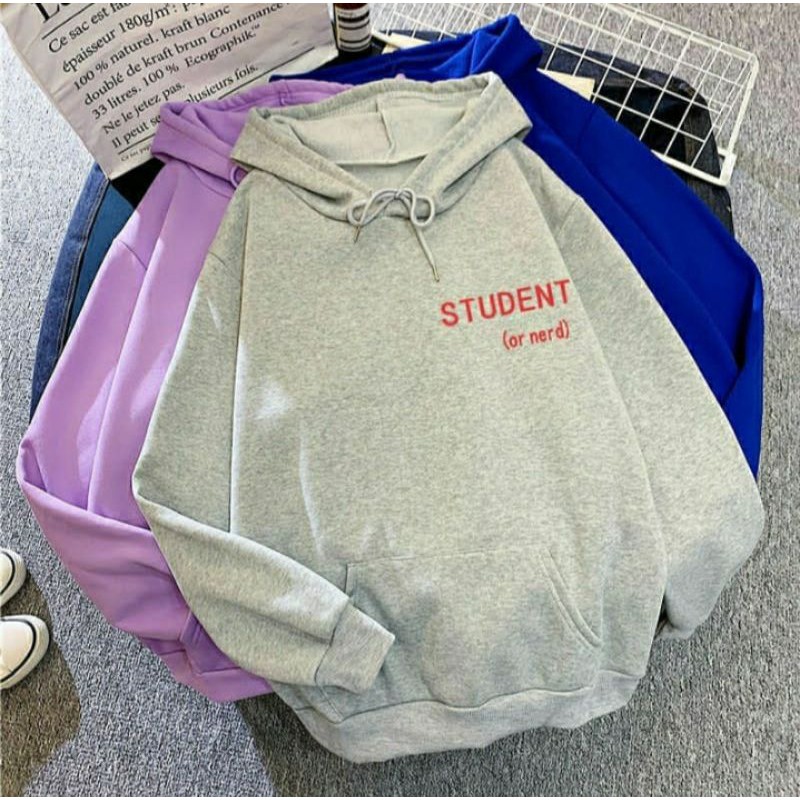 S - XXXXXL(6XL) Jaket Jumper STUDENT Hoodie BIGSIZE OVERSIZE STUDENT OR NERD Wanita Pria JUMBO Korean Style Jaketin aja M L XL XXL 3XL 4XL