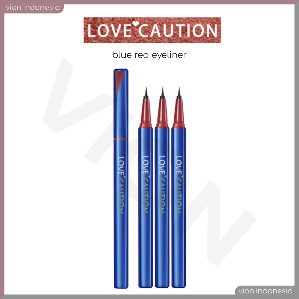 LOVE CAUTION Blue Red Eyeliner Waterproof Tahan Air Tahan Lama Original XX017