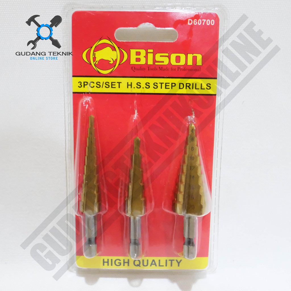 Mata Bor 1 SET 3 pcs Pagoda Bison / Step Cone Drill HSS 1 Set 3pcs Bison