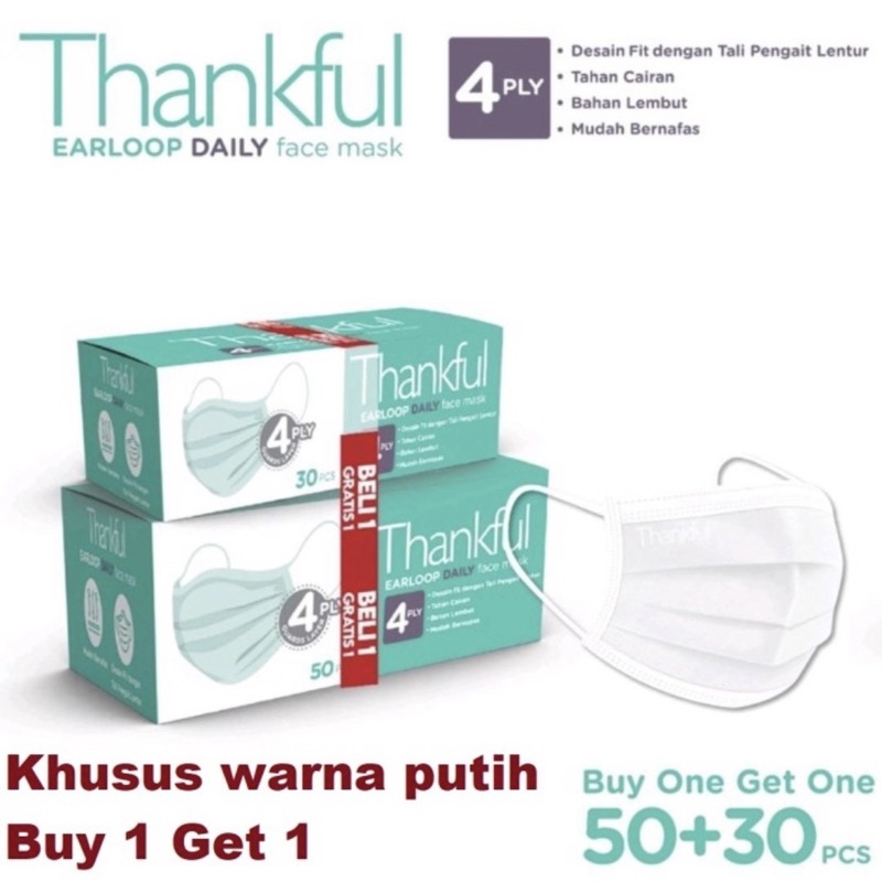 Masker Thankful Earloop Bundle 50+30 Daily Mask