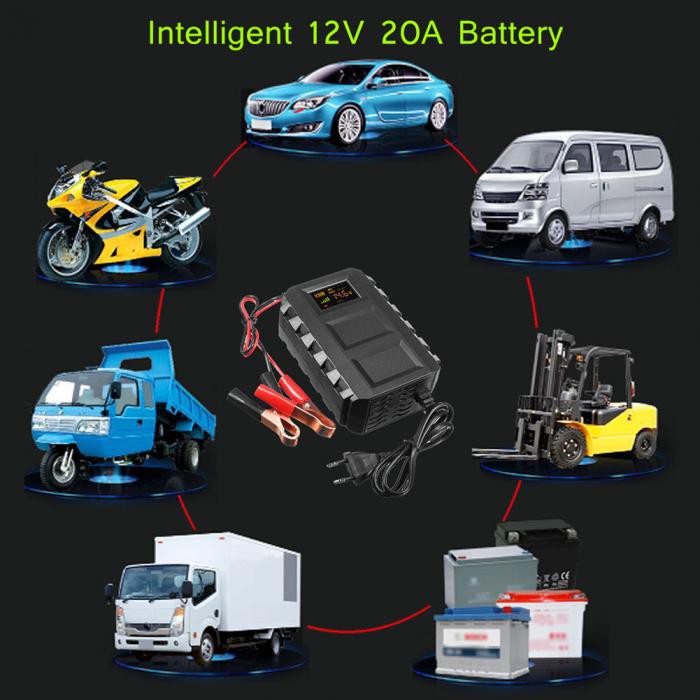 Charger Aki Mobil Motor Portable 12-24V 10A LCD Intelligent Chip