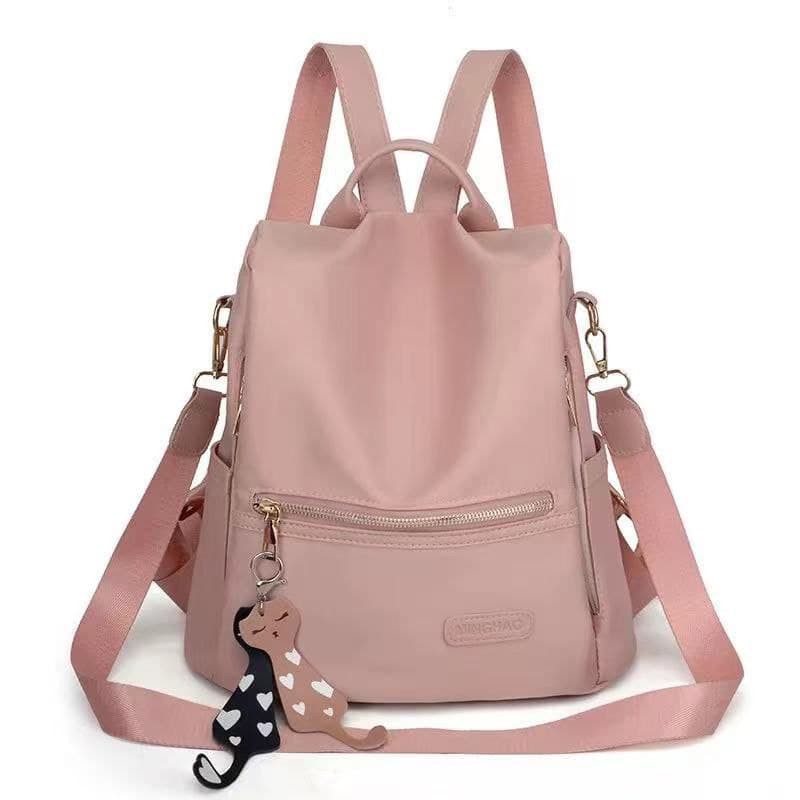 ONLINESAYA - TAS RANSEL ANTI AIR STEIN TA126B5 BACKPACK PINK MOTIF KUCING WANITA HITAM