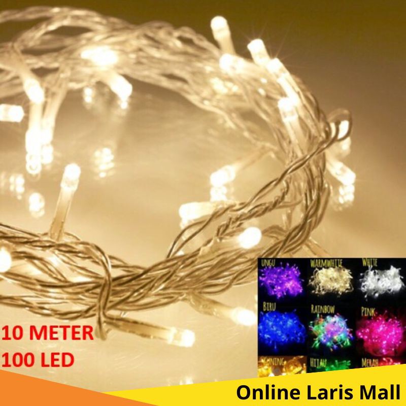 OLM - L014 (WARNA BARU) LAMPU HIAS NATAL 100 LED/TUMBLR LIGHT/ 10 METER / ADA SAMBUNGAN FEMALE