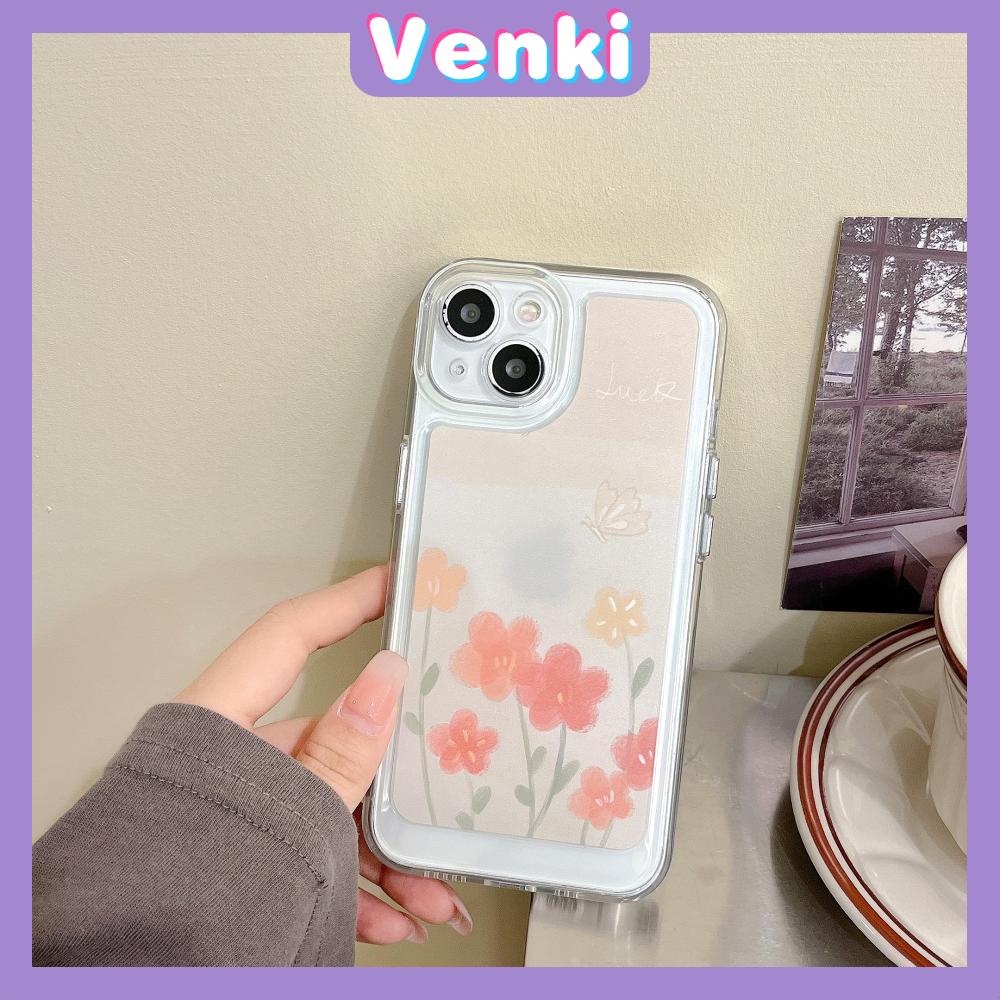 iPhone Case Silicone Soft Case Clear Case Thickened Shockproof Protection Camera Metal Button Elegant Flower Compatible For iPhone 11 Pro Max 13 Pro Max 12 Pro Max 7Plus xr XS Max