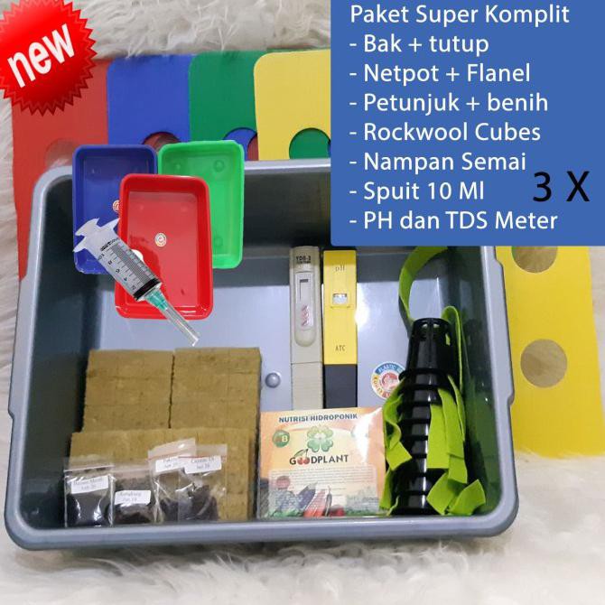 ( BISA COD ) Paket Sistem Hidroponik Starter kit 3 set Cubes PH dan TDS Meter wick BIG SALE [Kode