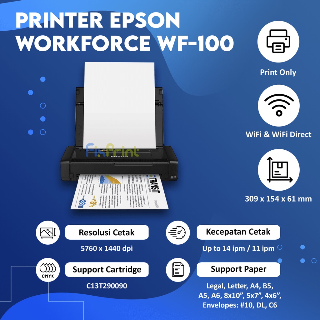 Printer Epson Inkjet WorkForce WF-100 WF100 WF 100 wf100 Wireless New