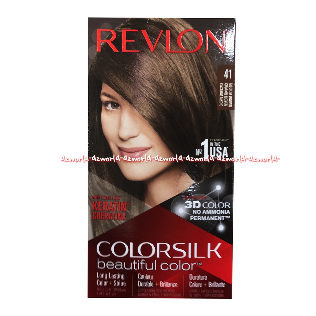 Revlon Colorsilk Beautiful 41 Medium Brown Cat Pewarna Rambut Coklat Hair Color Color Silk Pewarna Rambut Hair Color Revlon 41 Revlon41 Reflon
