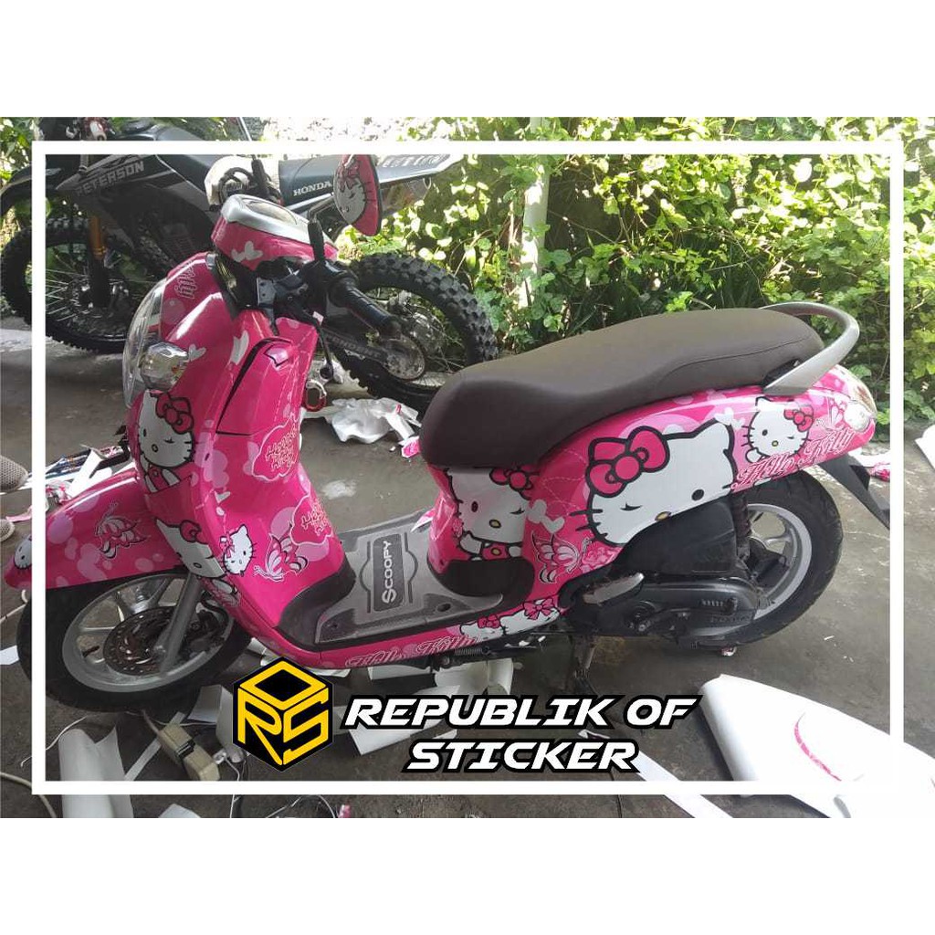 Decal Sticker Scoopy All Type Desain Hello Kitty Bisa Request Nama Shopee Indonesia