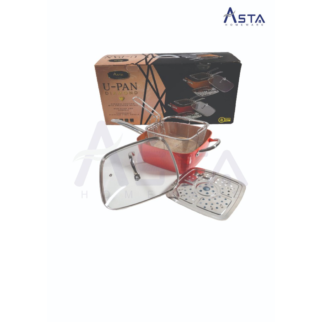Panci Set Kotak - Panci Persegi - Square Pan With Lid 24 CM 6 IN 1 Asta U-Pan Diamond ASUP 01
