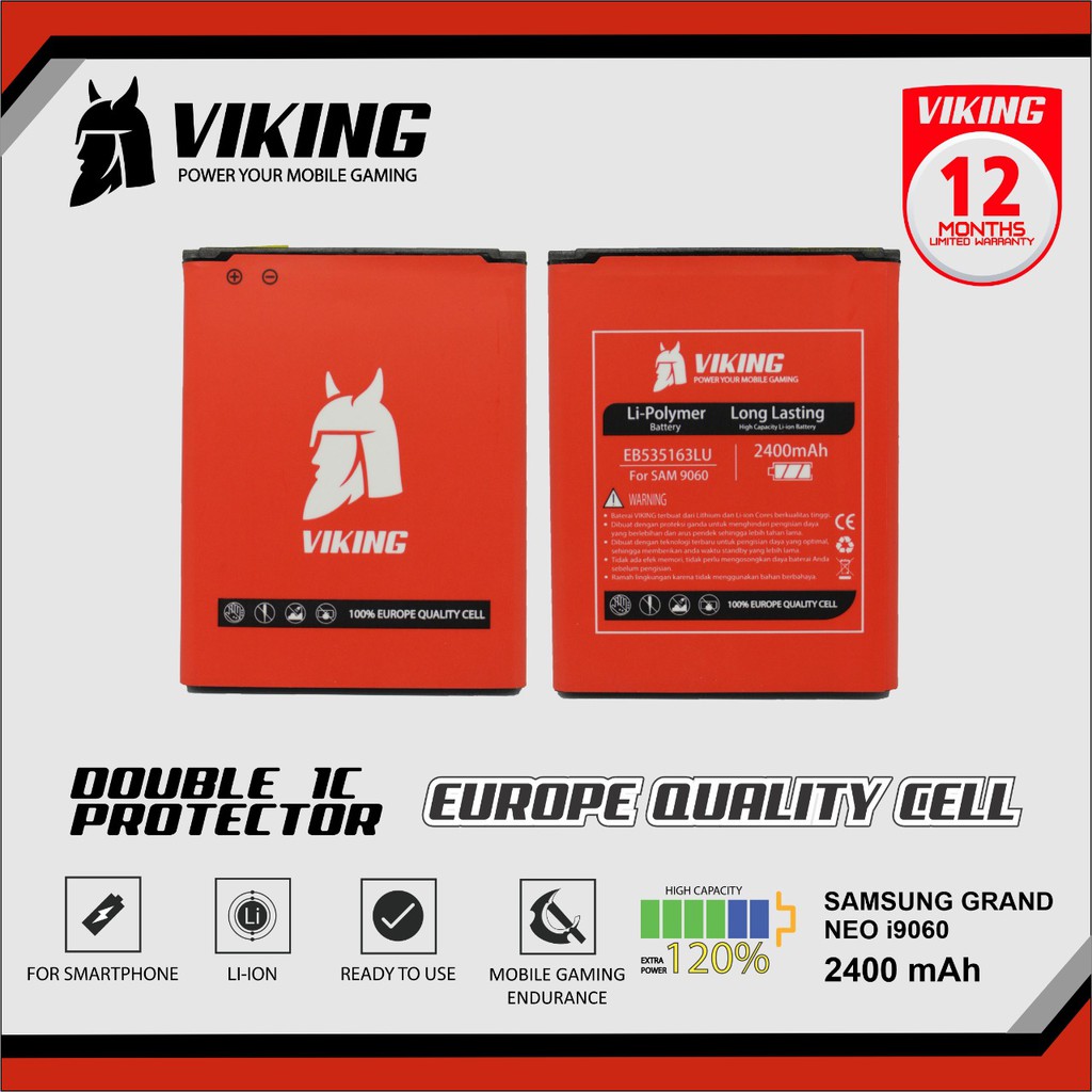 Baterai Viking 2400mAh Samsung Galaxy Grand Neo i9060 Double Power