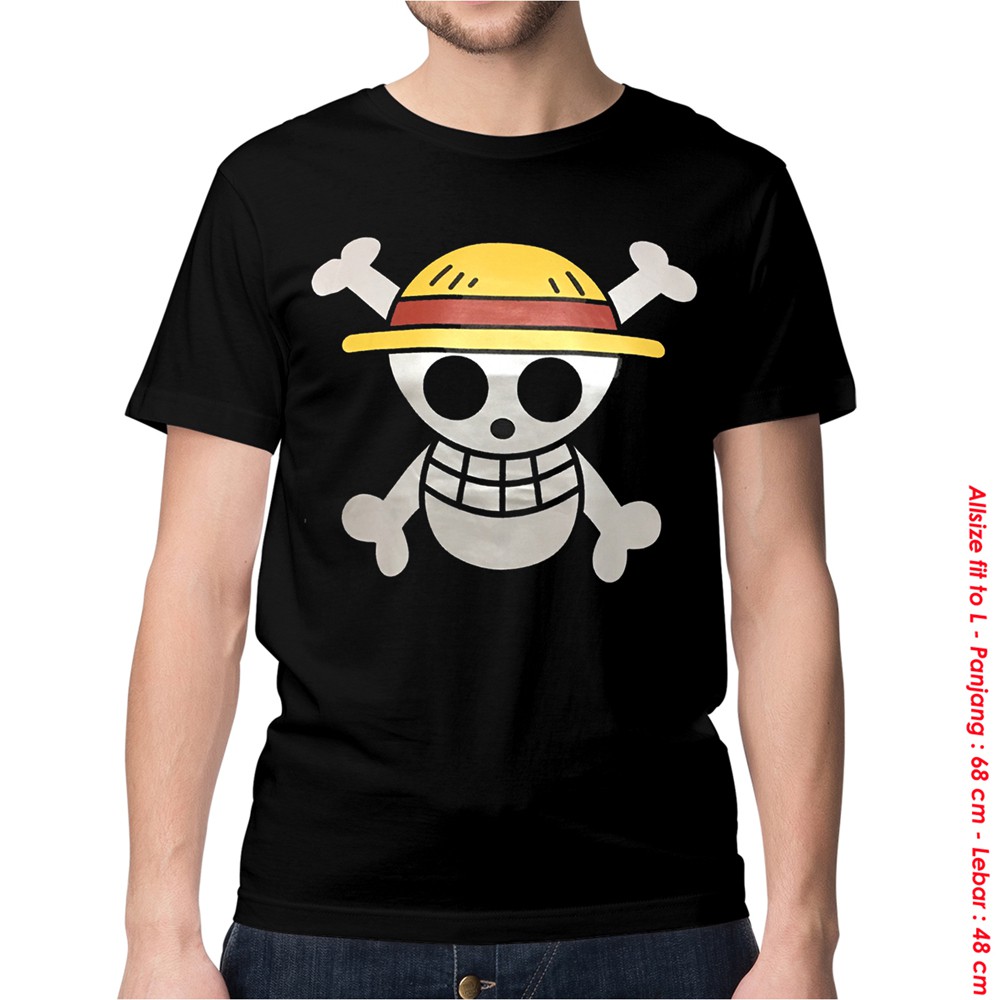 Kaos Baju  Pakaian Pria  Tshirt Anime ONEPIECE TOPI BLACK 