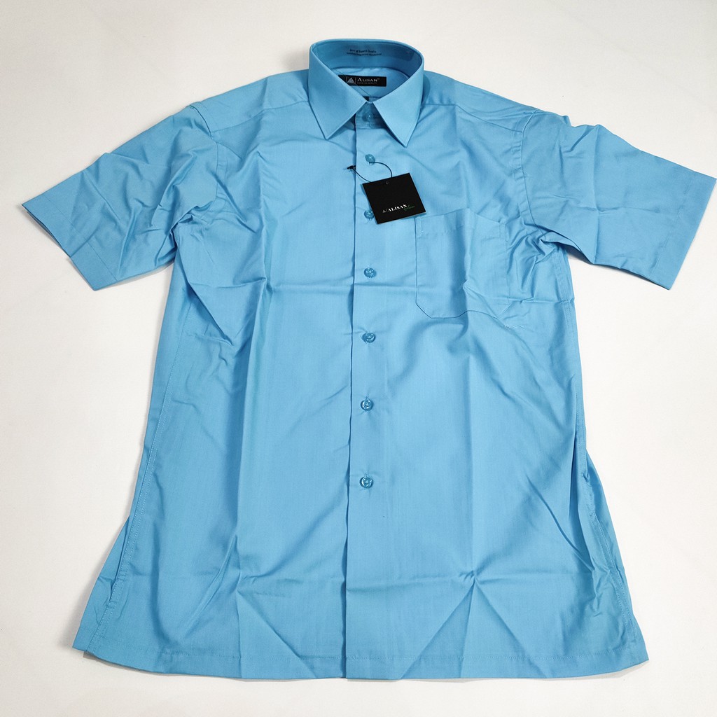 Kemeja ALISAN Polos Lengan PENDEK Regular Fit ( AQUA 4 )