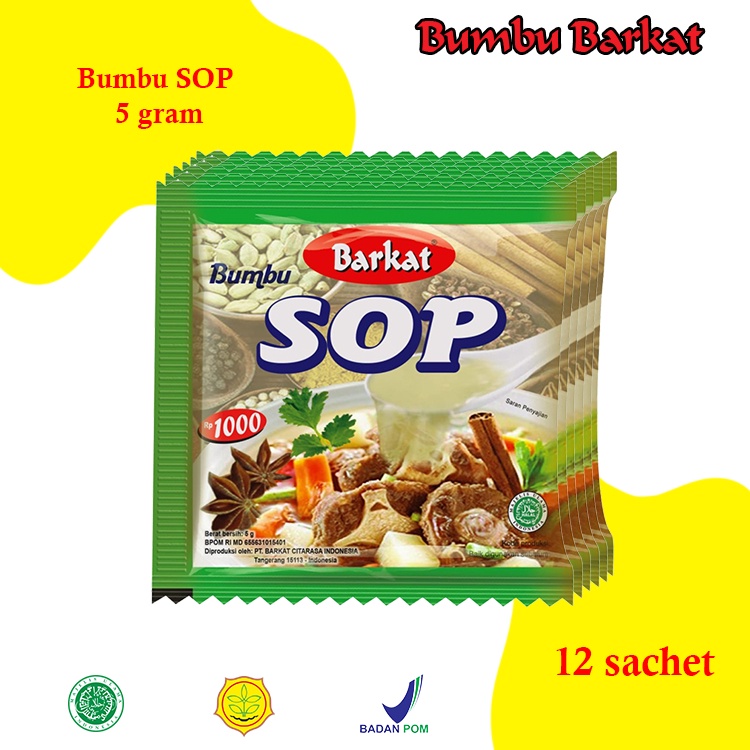 

Bumbu SOP Barkat 5 gram Harga 12 pcs Bumbu khas Sejak 1939 Sop iga sop daging sop sayur sop makaroni