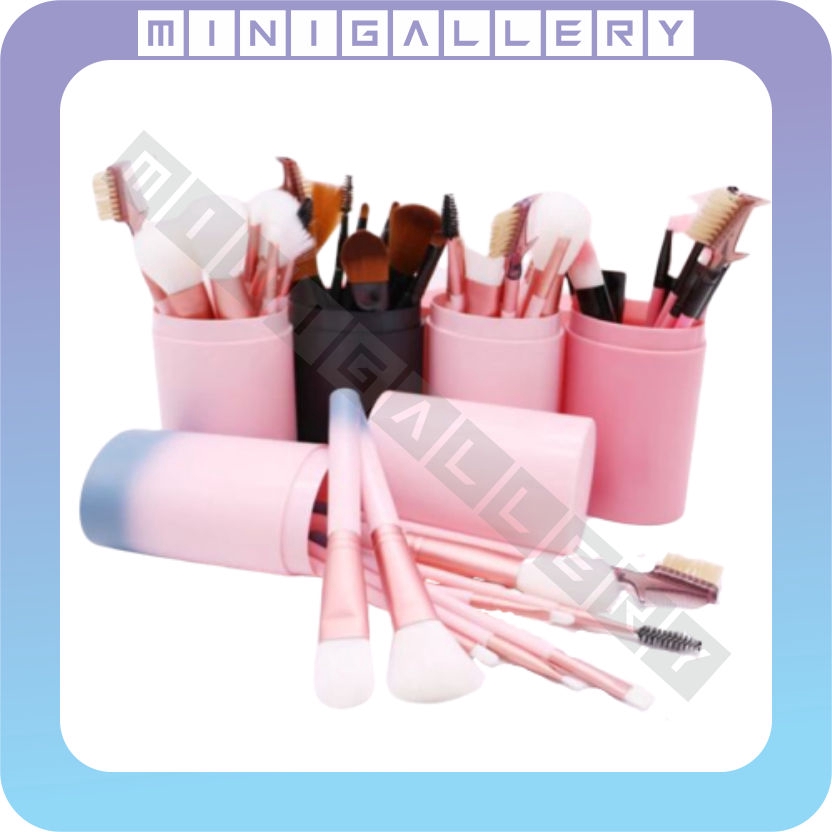 MG 113 12Pcs Brush MakeUp / Set Brush + Tabung Penyimpan / Set Kuas Make Up