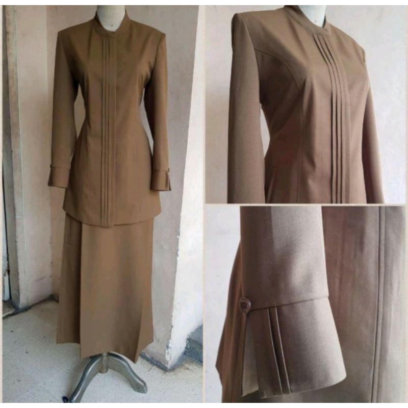 blazer pemda tua wanita rok / blazer rebonia rok A / set baju dinas blazer pns pemda khaki tua