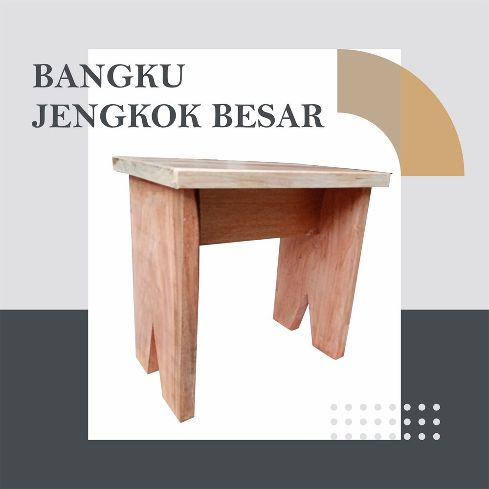 Kursi Jengkok Besar - Bangku Kayu Santai - Bangku Jongkok UK 40x25x35 CM - Kayu Solid