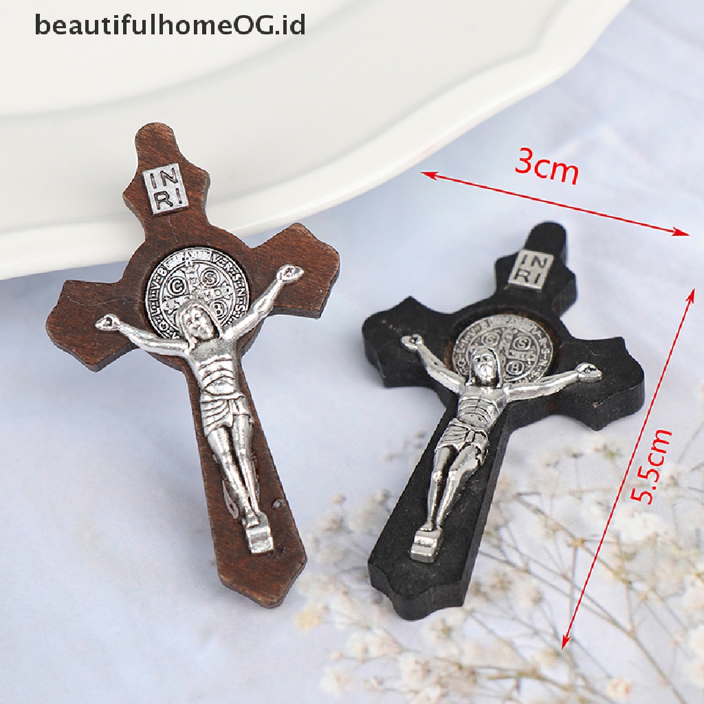 Ornamen Salib Yesus Bahan Kayu Untuk Kalung