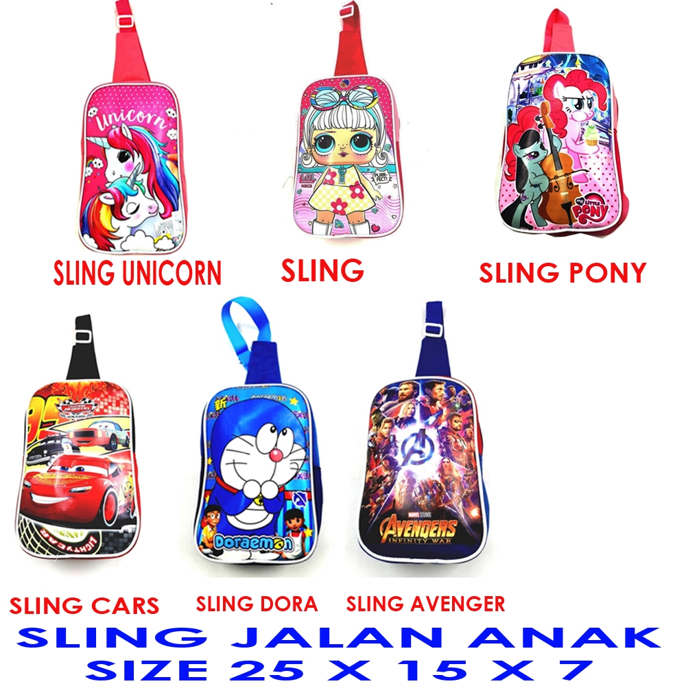 COD ~ Tas Selempang Pundak Sling Anak Little pony LOL Doraemon Helokity UNicorn Untuk Hand Sanitizer Masker/Mainan anak