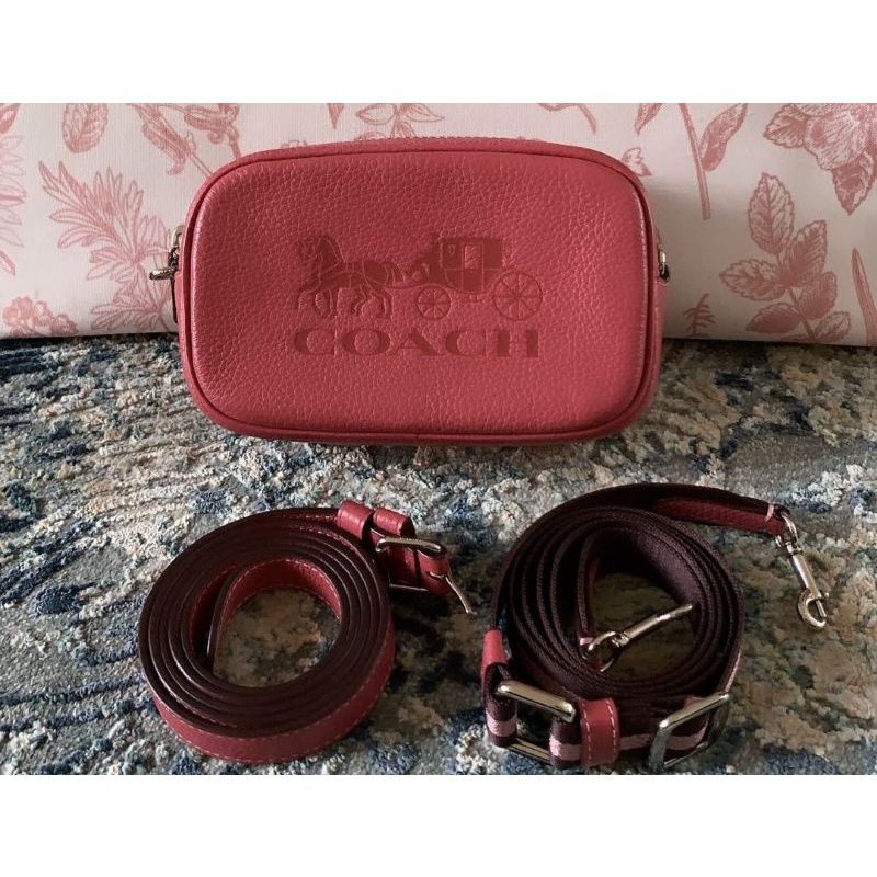 Co*ch F79212 Pabble Leather Belt Bag Rouge Leather Belt Bag Rouge