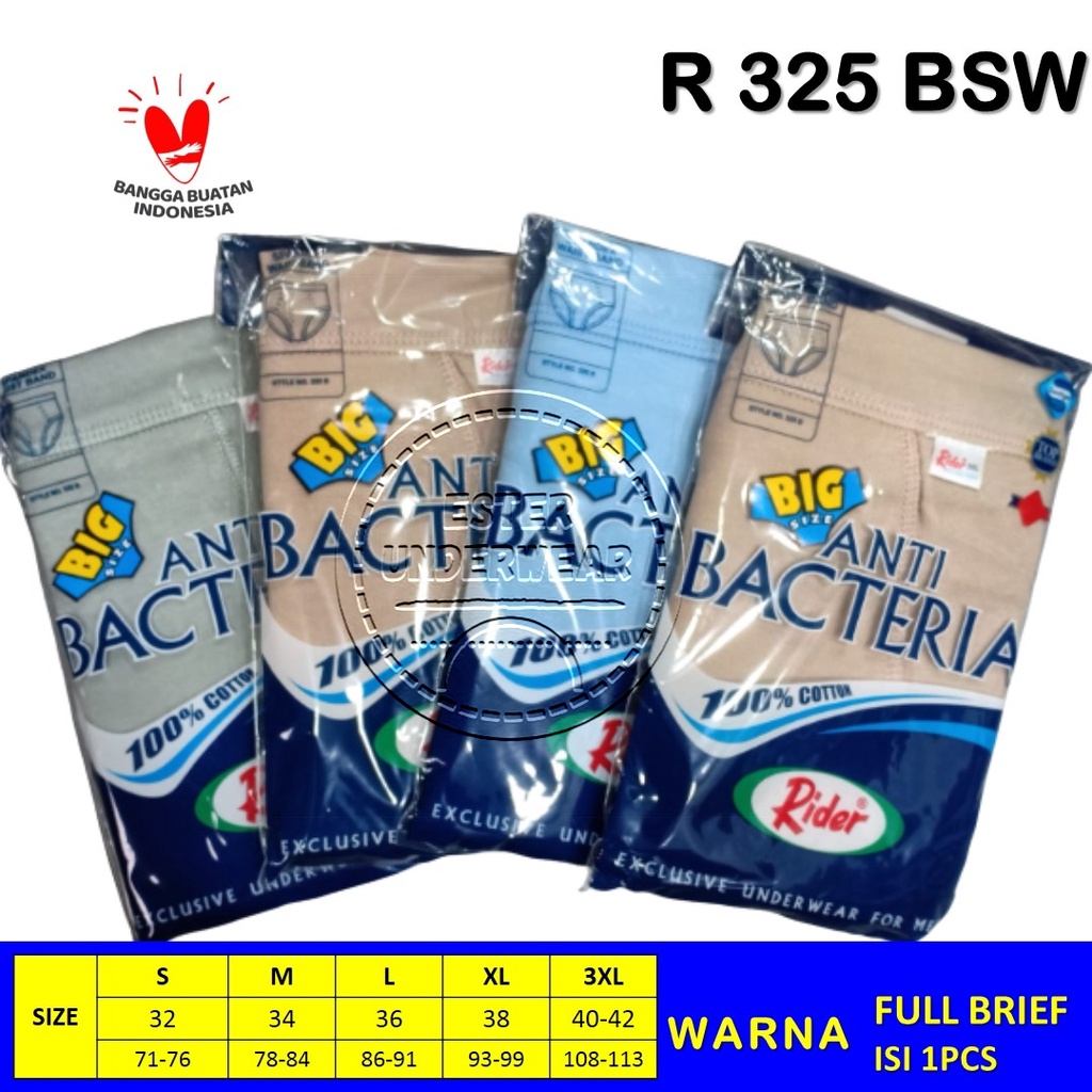 CELANA DALAM ANTIBACTERIA RIDER R 325 BP/BW 100%KATUN SERAP KERINGAT ISI 1PCS