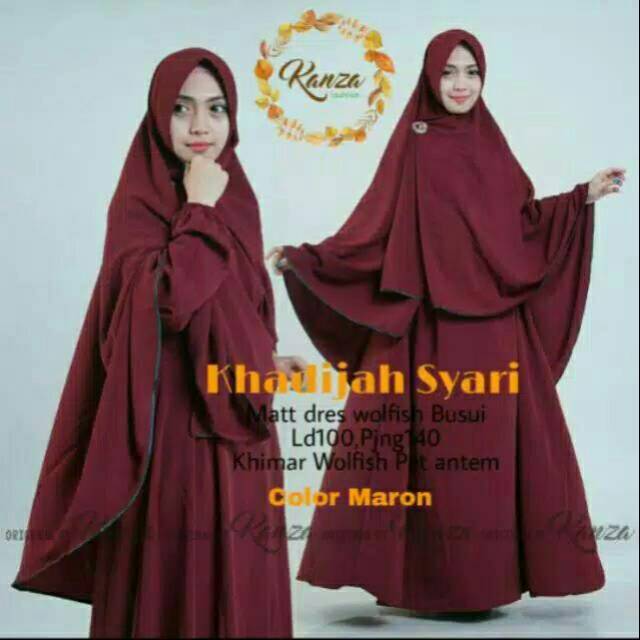 Gamis syari khadijah syari wolfis khimar pet antem ori khanza