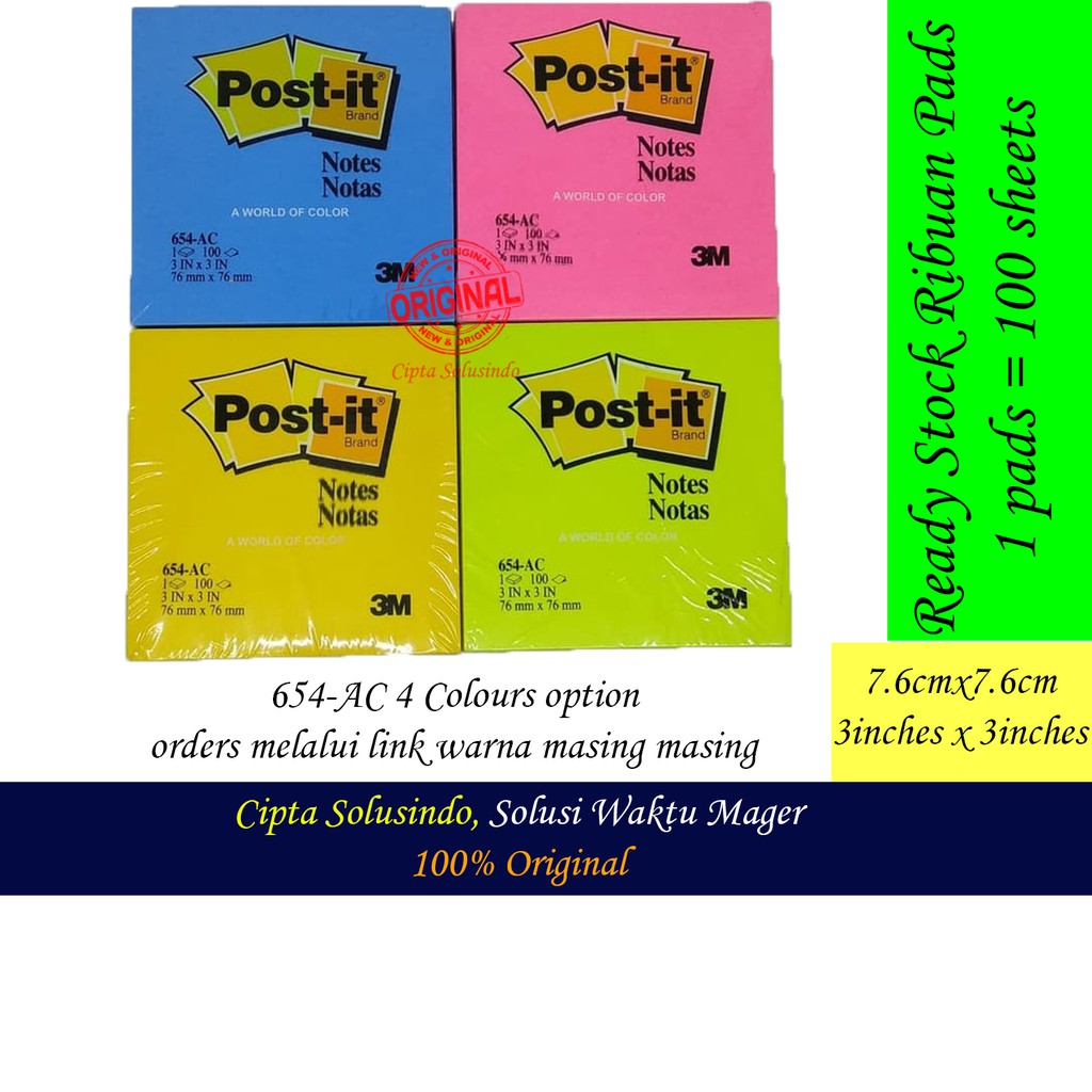 Stiky notes post  it ukuran  7 6 cm x 7 6 cm 3 inch x 3 