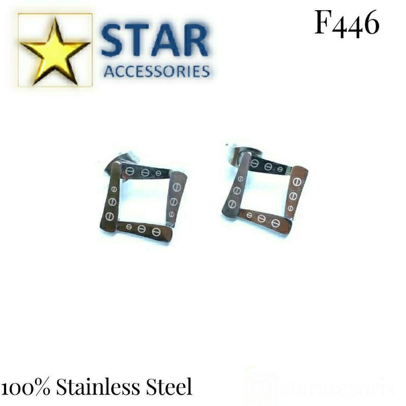 Anting Titanium Cartier Silver | Anting Titanium Bentuk Diamond Polos Silver
