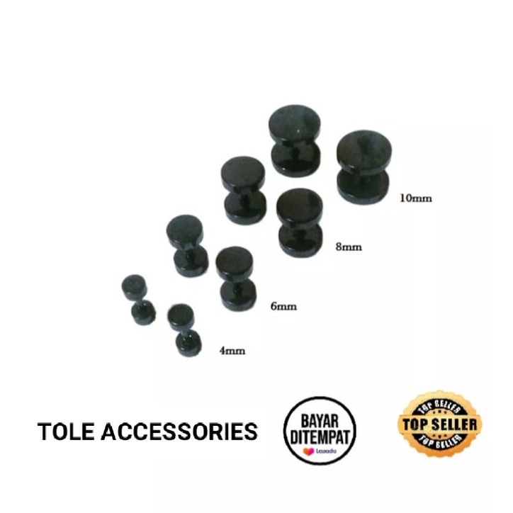 Anting barbel/ anting tindik barbel/ anting tindik pria/ anting roda hitam