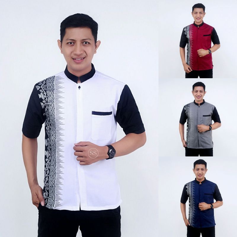 Koko Batik Fashion Muslim Kombinasi C07 AI Hijau M L XL Dewasa