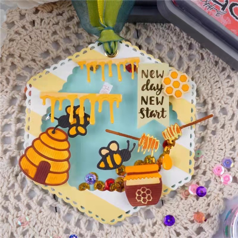 Cutting Dies Bahan Metal Desain Hewan Lebah Madu Untuk Dekorasi Scrapbook